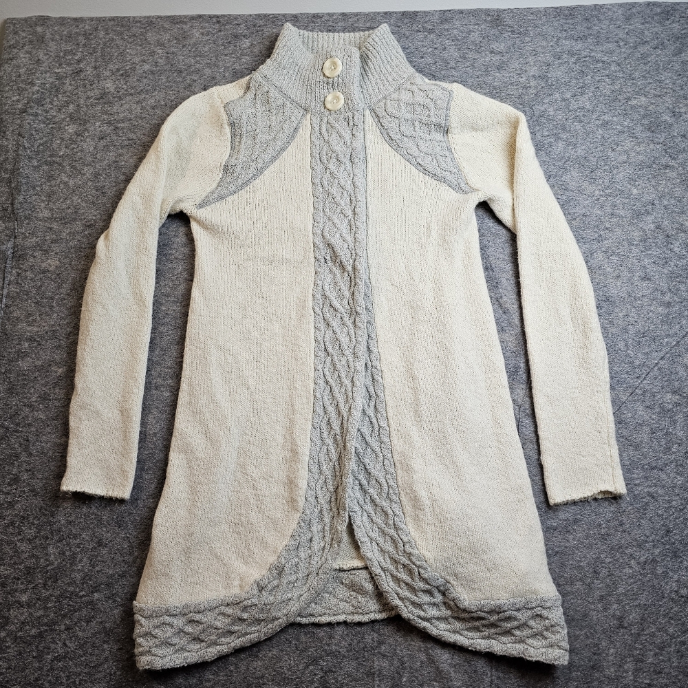 PRANA Angelica cream-grey cottagecore woman cotton blend soft duster cardigan M
